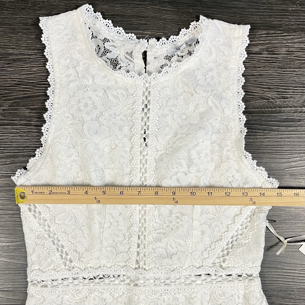 Blāshe‎ White Floral Lace Sleeveless Mini Sheath Dress NWT Size M Bridal Event - Picture 10 of 13